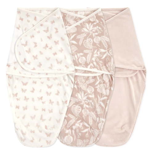aden + anais™ Essentials Wrap Swaddles, Super Soft Minky, Garden,Pink, Girls, Newborn, 0-3 Mo, 3-Pack
