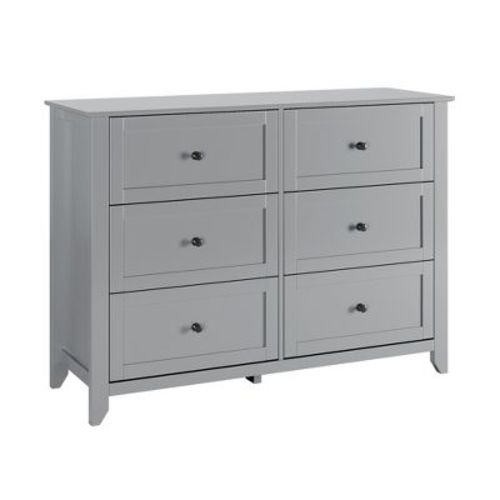 Farmhouse 6-Drawer Dresser with Gold Handles, MDF Storage Cabinet for Bedroom, Living Room, or Nursery