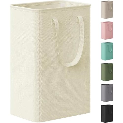 Lifewit Slim Collapsible Laundry Basket with Handles, 50L, Beige
