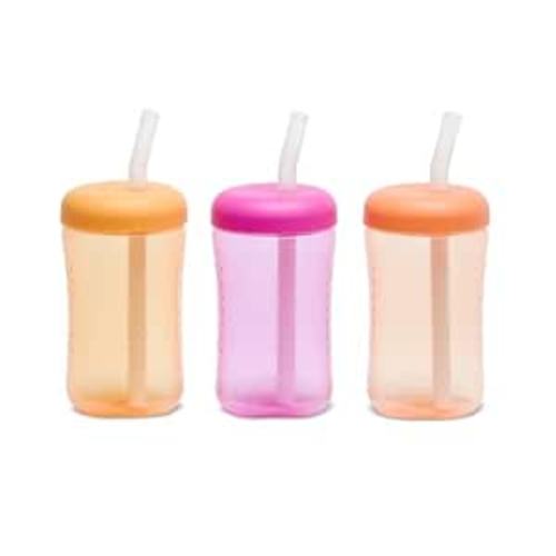 The First Years Squeeze & Sip Straw Cups - Yellow/Pink/Orange - 3 Count