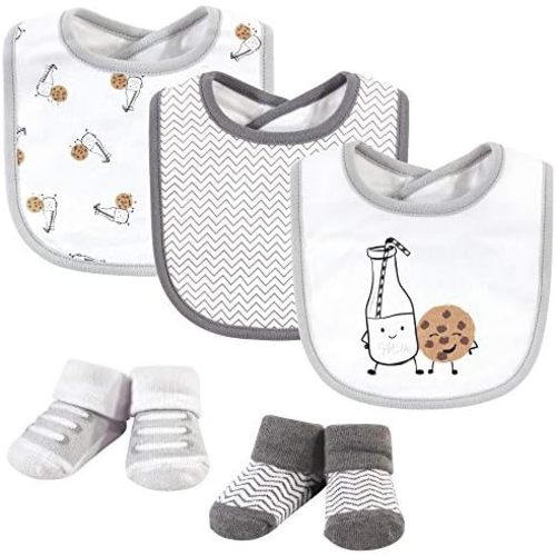 Hudson Baby Unisex BabyCotton Bib and Sock Set
