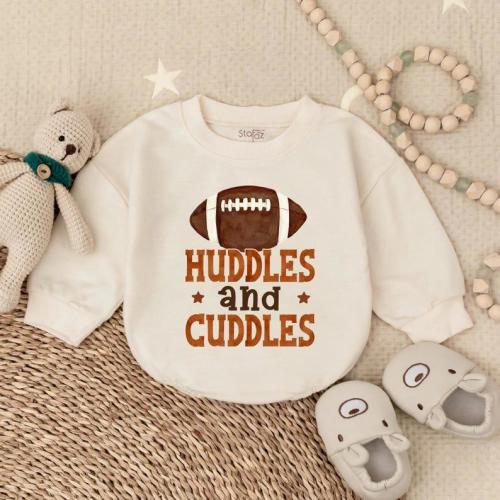Huddles and Cuddles Baby Romper, Football Bubble Romper, Game Day Baby Outfit, Newborn Boy Clothes, Coming Home Outfit, Baby Shower Gift