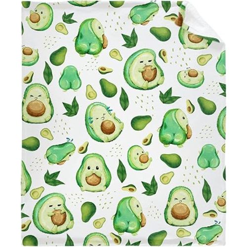 Cute Avocado Watercolor Baby Blanket Gifts Super Soft Swaddle Newborn Cozy Baby Receiving Blanket Stroller Throw Blanket for Crib 40x30 for Baby/Puppy