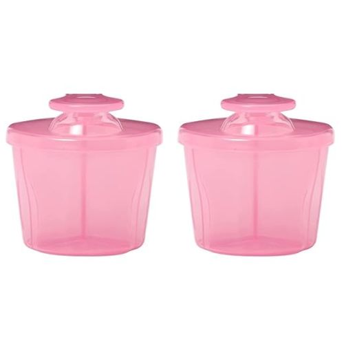 Dr. Brown's Baby Formula Dispenser with Snap-On Lid for On-The-Go Feedings,Milk Powder Dispenser for Traveling with Infant,Pink Pack of 2