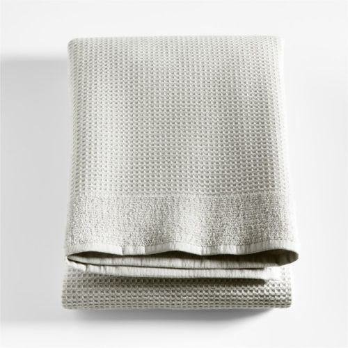 Grey 100% Organic Cotton Waffle Bath Towel