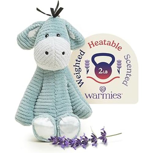 warmies Microwavable & Weighted Stuffed Animals, Donkey - Heated Stuffed Animal Plushie for Warmth & Comfort - Cute Soft Plush Toys for Adults & Children (Boys, Girls, Babies & Toddlers)