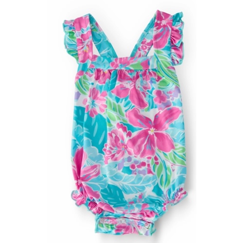 Tropical Punch Ruffle Cross Back Romper | Mila & Rose