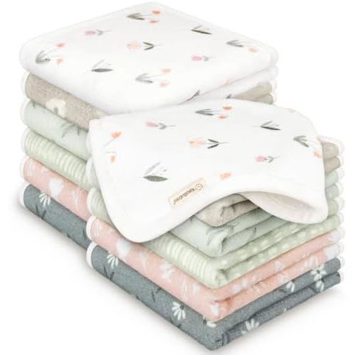 12-Pack Cotton Baby Washcloths for Newborn, Organic Cotton Muslin (Fleur)