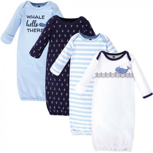 Hudson Baby Infant Boy Cotton Gowns, Sailor Whale, 0-6 Months