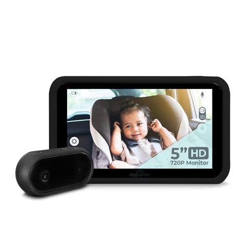 Tiny Traveler Baby Monitor - Tiny Basic Kit (TT002) - Baby Car Monitor Camera with Sound, Auto Night Vision HD 720p 5" Touchscreen LCD Monitor, Rear Facing Car Seat Camera, Black