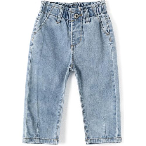 KIDSCOOL SPACE Baby Girl Boy Jeans,Soft Ripped Denim Elastic Band Inside Pants