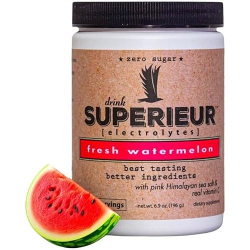 Superieur Electrolytes – Plant Based Electrolyte Supplement w/Sea Minerals for Hydration & Recovery – Keto Friendly, Non-GMO, Zero Sugar, Vegan Healthy Sports Drink Powder – Watermelon (70 Servings)