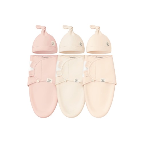 3-Pack Soothe Swaddle Wraps with Knot Hats, Medium
