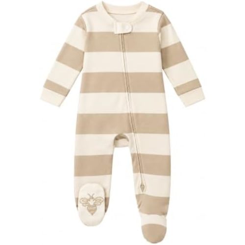 Burt's Bees Baby Baby Boys' Sleep and Play Pjs, 100% Organic Cotton One-piece Zip Front Romper Jumpsuit Pajamas