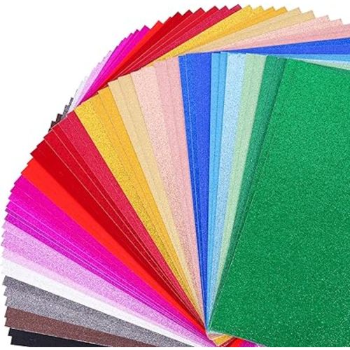 Glitter Colored Cardstock Bulk 150 sheets, 8.5” x 11” Cardstock Sparkly Paper 25 Assorted Colors Construction Paper,250 GSM Card Stock Printer Paper Scrapbooking Supplies for Diy Crafts Card Making