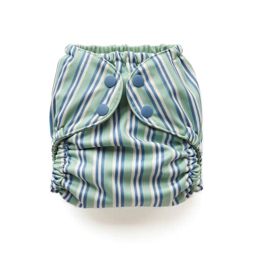 Esembly Cloth Diaper Cover, Sunday Stripe, Size 1 (7-17lbs) | Reusable, Waterproof, Breathable and Adjustable Outer Layer Over Absorbent Inner, Blowout Protection and Reusbale Swim Diaper