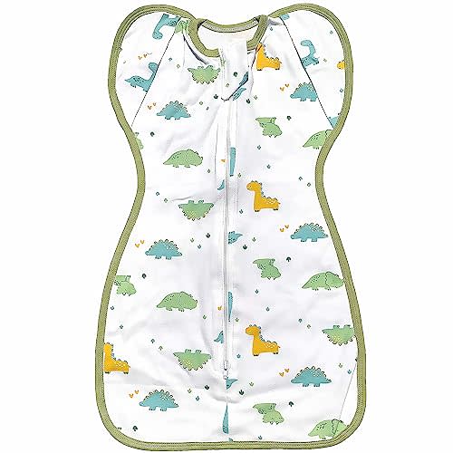 Transitional Dinosaur Swaddle Sack for Baby Sleeping Bag with Arms Up Design Arms Free with Snap Button Mitten Cuffs