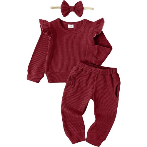 Mioglrie Baby Girl Clothes Infant Toddler Girls Fall Winter Outfits Sweatshirts Clothing Set 3 6 12 18 24 Month 2T 3T