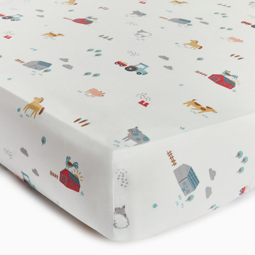 Soundly Percale Organic Crib Sheet - Farm