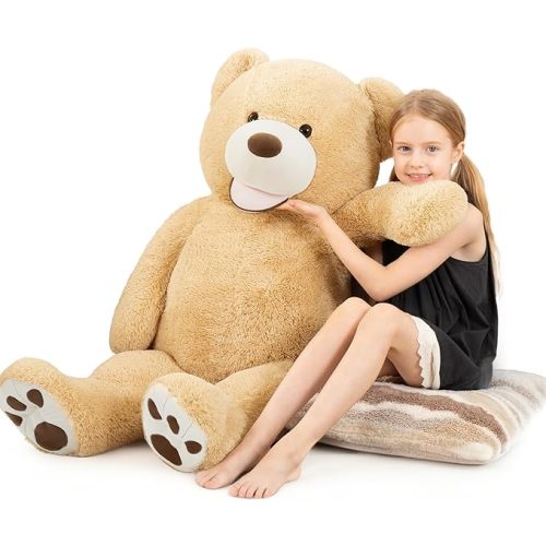 MorisMos Smiling Giant Teddy Bear 4 Feet, Soft Large Big Teddy Bear Stuffed Animals Plush 47 Inch Gifts for Kids, Girlfriend, Baby Shower, Birthday, Brown