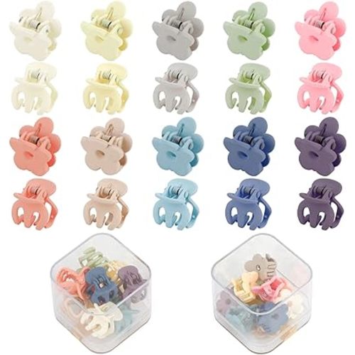 SuPoo Small Hair Clips Mini Flower Claws 20pcs Cute Tiny Ponytail Accessories 1.1" Hair Styling Claws for Thin Hair - Gift for Girls