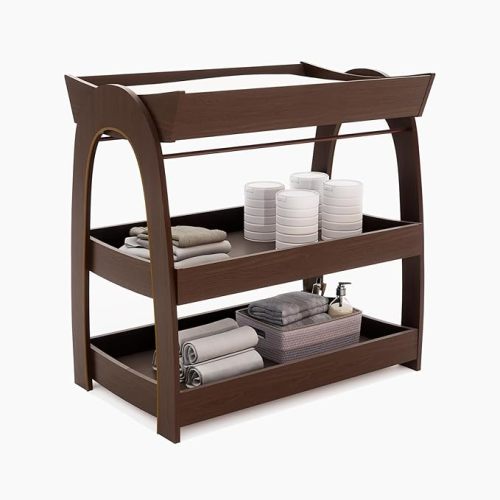 Baby Changing Table, Wood Diaper Changing Table with 2-Tier Storage Shelves, Wooden Baby Changing Station for Nursery, Modern Changing Table Dresser