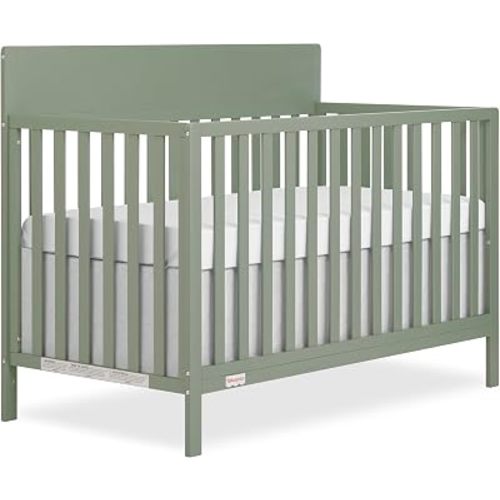 Fisher-Price Meadowbrook 4-in-1 Convertible Full Size Baby Crib, Wooden Nursery Furniture, Converts to Toddler Bed with Guardrail, Daybed & Full-Size Bed, Greenguard Gold & BSA Certified, Meadow Green