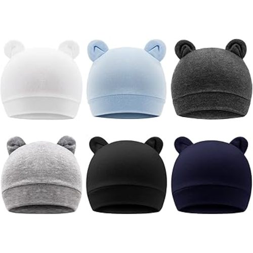 DRESHOW BQUBO 6 Pack Baby Hats for Boys Girls Unisex Baby Hat Soft Knit Cap Nursery Beanie for Newborn Infant Toddler Kid