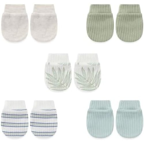 falianni 5 Pairs Baby Not Scratch Mittens 0-6 Months New Born Boy Girl Gloves Cute Infant Accessories