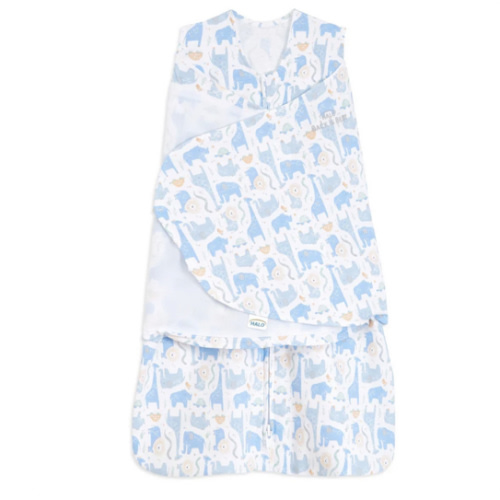 Blue Safari Animals 100% Cotton Baby Swaddle | HALO