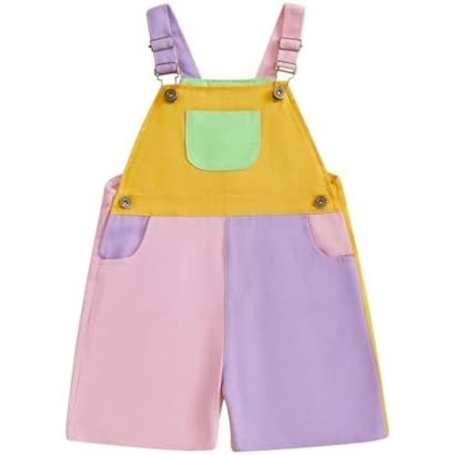 Gaono Toddler Baby Girl Boy Overalls Romper Sleeveless Color Block Striped Jumpsuit Shorts Suspender Shortalls Summer