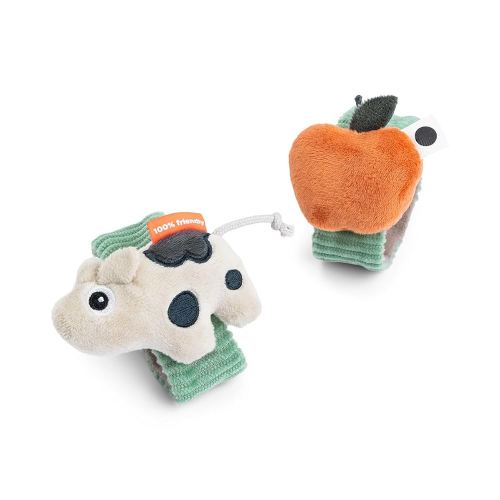 Done by Deer Wrist Rattle Set for Babies – 2-Pack Dotti – Newborn Sensory Toys with Crinkle & Rattle – Green Baby Bracelets for Wrist or Ankle – from 0 Months