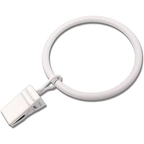 20 Pack White Curtain Rings with Clips
