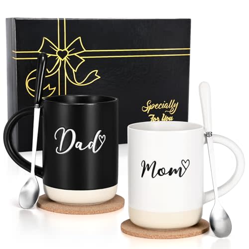 YHRJWN Mom and Dad Gifts, Mom and Dad Mugs, Mother's Day Christmas Gift for Parents from Daughter Son, New Parents Gifts for Couples, 16 Oz