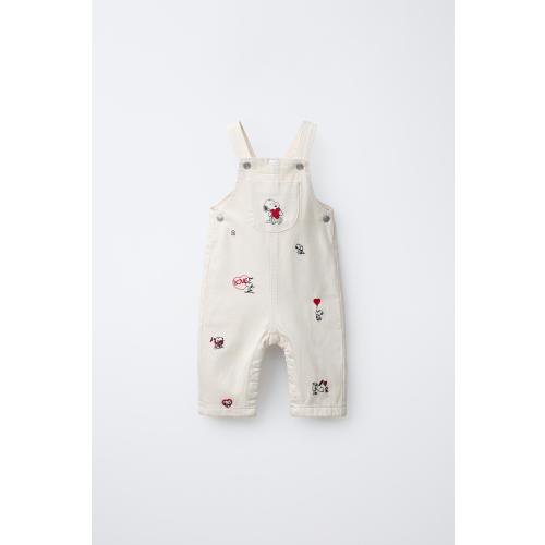 SNOOPY PEANUTS™ TWILL LONG OVERALLS - Ecru | ZARA United States