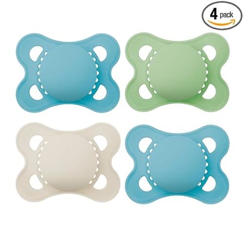 MAM Original Matte Baby Pacifiers 0-6 Months, Binky for Newborn Babies, BPA-Free Skin Soft Silicone Nipple, Easy to Clean, Developed with Medical Experts, 4 Count, With Sterilizer Case, Made in Europe