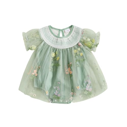 Baby Girls Tulle Tutu Dress Party Holiday Princess Dresses Infant Toddler Embroidery Flower Fairy Romper Dress