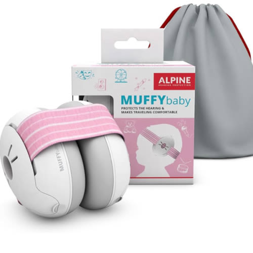 Alpine Muffy Baby Ear Protection for Babies and Toddlers up to 36 Months - CE & ANSI Certified - Noise Reduction Earmuffs - Comfortable Baby Headphones Against Hearing Damage & Improves Sleep - Pink