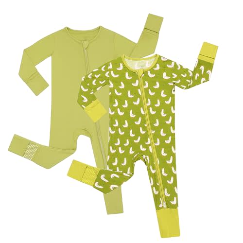 JunNeng Viscose from Bamboo Baby Boy Sleeper with Mitten Cuffs, Footless Soft Zippy Pajamas, Sleep N' Play Romper 0-18 Months