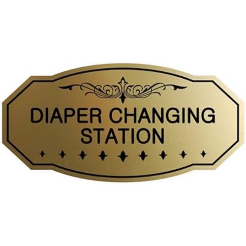 Signs ByLITA Victorian Diaper Changing Station Sign(Brushed Gold) - Small