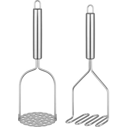 2PCS Mashed Potato Masher - Stainless Steel Potato Smasher, Masher Kitchen Tools & Utensils for Avocado, Bean, Salad, Vegetables, Fruit, Food, Meat Smasher Tool for Ground Beef