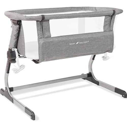 Baby Delight Beside Me Dreamer Bassinet | Bedside Sleeper | 7-Position Height Adjustment | Charcoal Tweed
