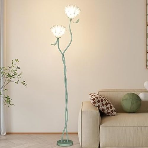 Flower Floor Lamp for Living Room, Cute Floral Lamp with Flexible Gooseneck, Tall Standing Lamp with 3 Color Modes, Modern Corner LED Bulb Lamp for Kids Girls Bedrooms