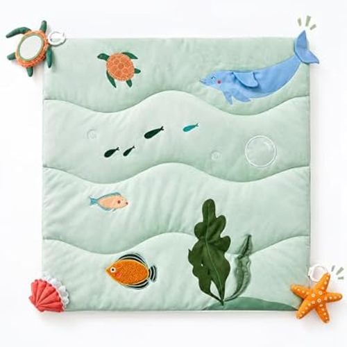 UTEX 9-in-1 Tummy Time Mat, Baby Sensory Mat for Infants, Ocean Theme