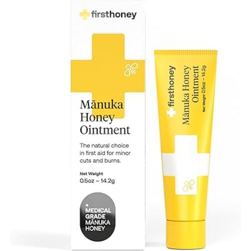 First Honey Wound Healing Ointment 0.5 oz | 100% Active Leptospermum | Fast Relief & Skin Repair | Manuka Honey from New Zealand Antibiotic Free Burn Care, Scar Gel, Dressing Aid