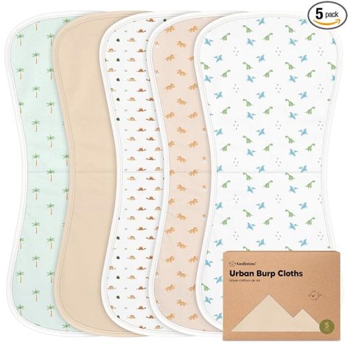 Organic Burp Cloths Baby Boy & Girl - 5-Pack Super Absorbent Cotton Burping Cloths for Babies, Soft & Plush Newborn Spit Up Rags, Infant Towels for Milk Spit Up, Unisex, Large 21" x 10" (Roarsome)