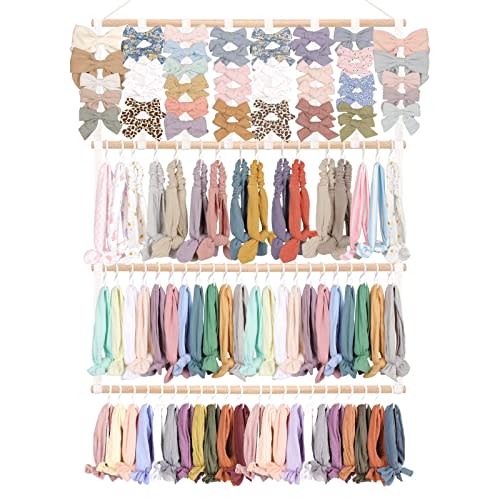 POVETIRE Headband Holder Hair Bows Organizer for Girls,Baby Headbands Hair Accessories Organizer Storage Wall Hanging Decor for Nursery Girls Room
