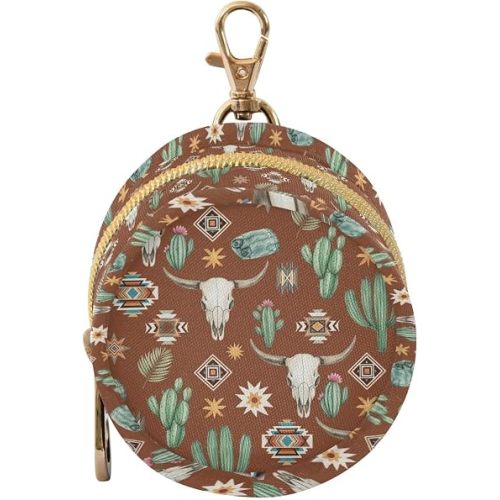 Western Cowboy Skull Brown Print Pacifier Holder Case with Clip Paci Holder Pacifier Storage Case Container Portable for Diaper Bag Newborn Girl Boy Essentials