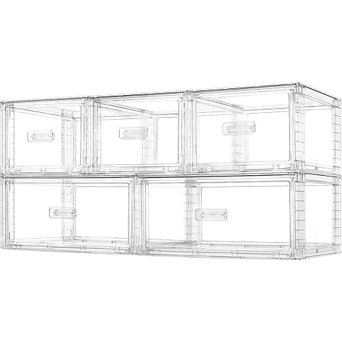 Vtopmart 5 Pack Large & Medium Stackable Drawer Organizer Set, 108QT Easy Assembly Clear Plastic Storage Cabinet, Durable Dresser for Closet, Bedroom, Entryway, Playroom & Apartment Organization