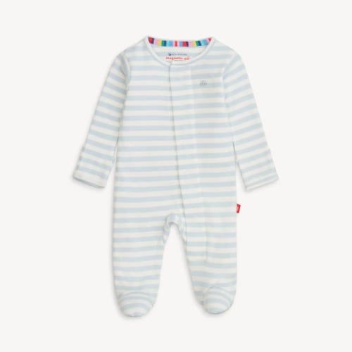 Blue Stripe Organic Cotton Footie
